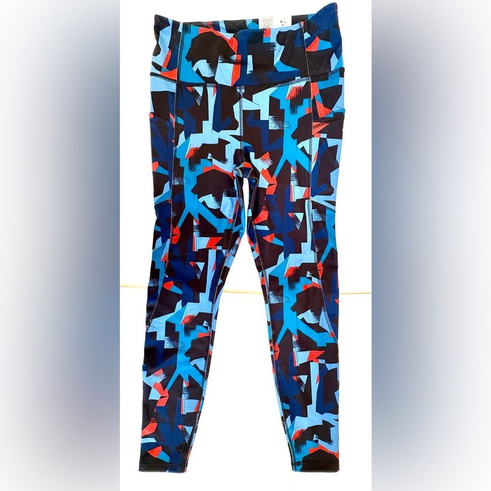 NWT Members Mark Extra-Warm Vibrant Abstract Women's Leggings W/Pockets Size M